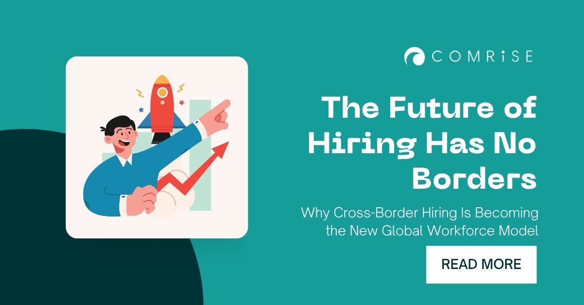 Global workforce strategy illustration showing cross-border hiring, international talent networks, and global staffing solutions